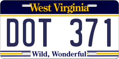 WV license plate DOT371