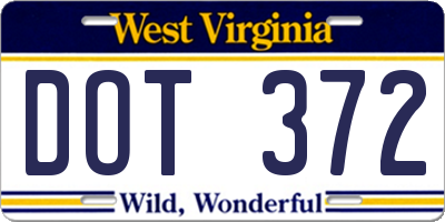 WV license plate DOT372