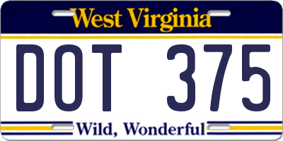 WV license plate DOT375