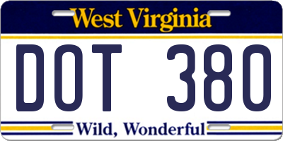 WV license plate DOT380