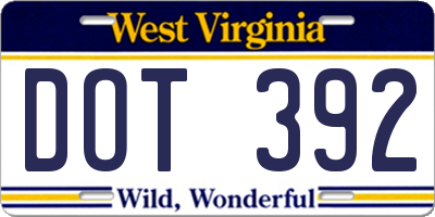 WV license plate DOT392