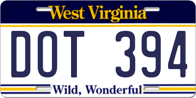 WV license plate DOT394