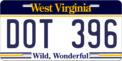 WV license plate DOT396