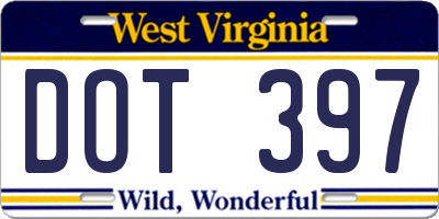 WV license plate DOT397