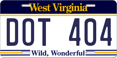 WV license plate DOT404