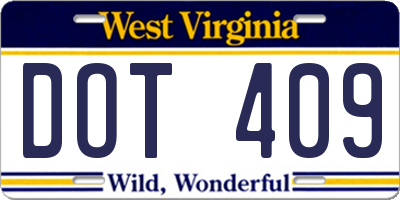 WV license plate DOT409