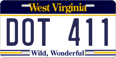 WV license plate DOT411