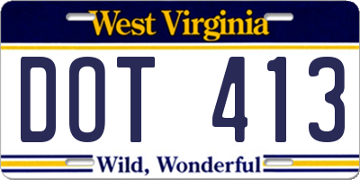 WV license plate DOT413