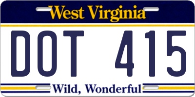 WV license plate DOT415