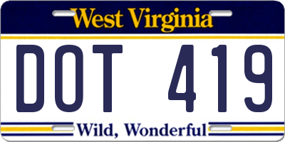 WV license plate DOT419