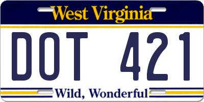 WV license plate DOT421