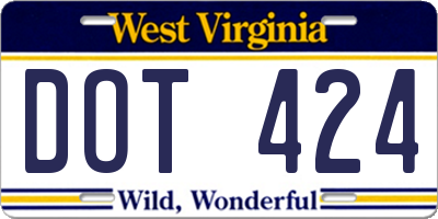 WV license plate DOT424