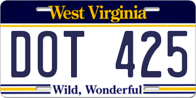 WV license plate DOT425