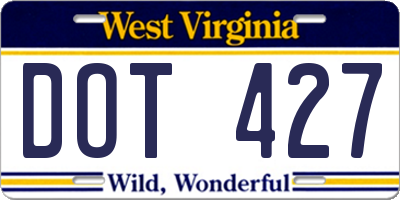 WV license plate DOT427