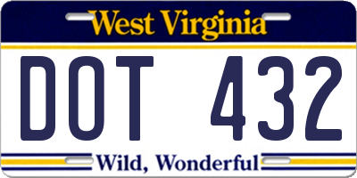 WV license plate DOT432