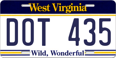 WV license plate DOT435