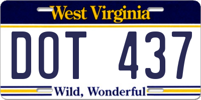 WV license plate DOT437
