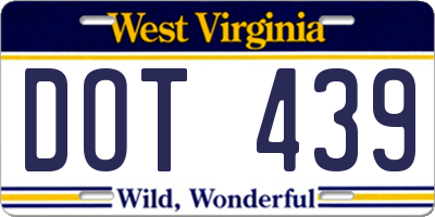 WV license plate DOT439