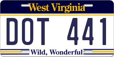 WV license plate DOT441