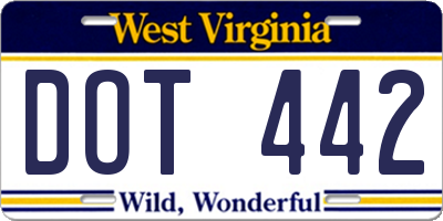 WV license plate DOT442