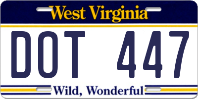 WV license plate DOT447