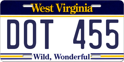WV license plate DOT455
