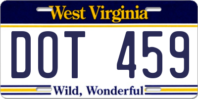 WV license plate DOT459