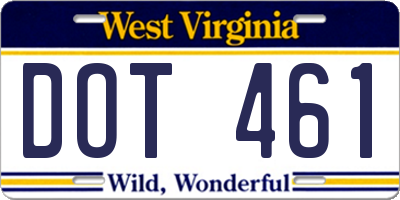 WV license plate DOT461