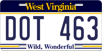WV license plate DOT463