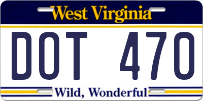 WV license plate DOT470