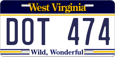WV license plate DOT474