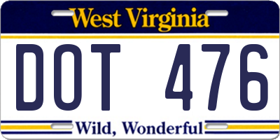 WV license plate DOT476