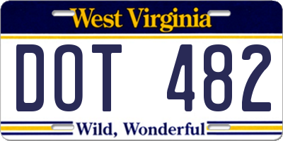 WV license plate DOT482
