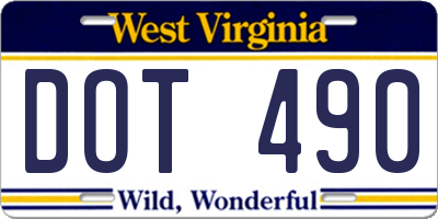 WV license plate DOT490