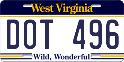 WV license plate DOT496