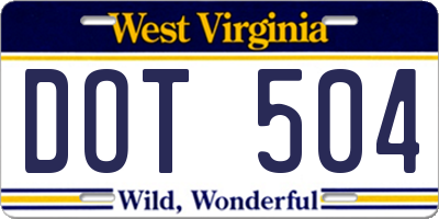 WV license plate DOT504