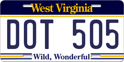 WV license plate DOT505
