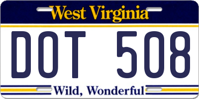 WV license plate DOT508