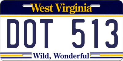 WV license plate DOT513