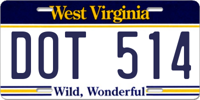 WV license plate DOT514