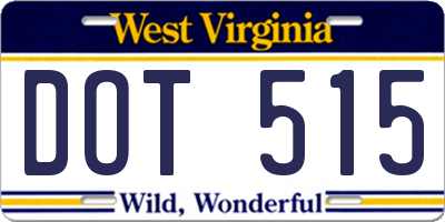 WV license plate DOT515
