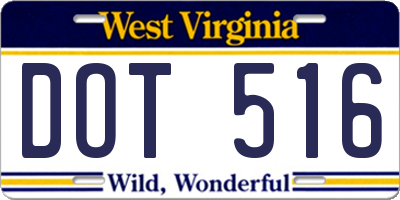 WV license plate DOT516