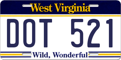 WV license plate DOT521
