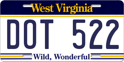WV license plate DOT522
