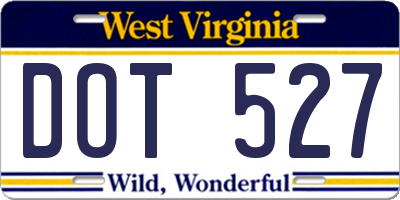WV license plate DOT527