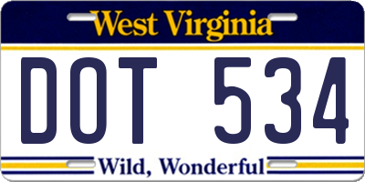 WV license plate DOT534