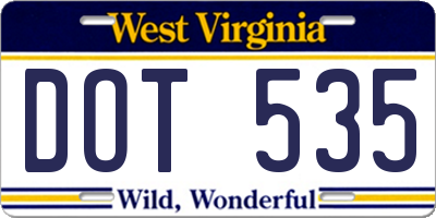 WV license plate DOT535