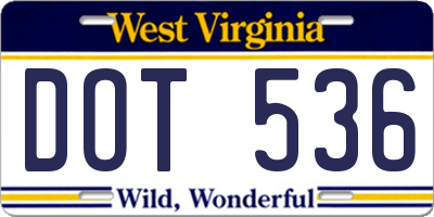 WV license plate DOT536