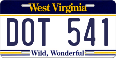 WV license plate DOT541