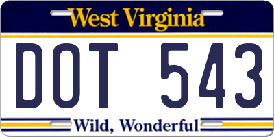 WV license plate DOT543